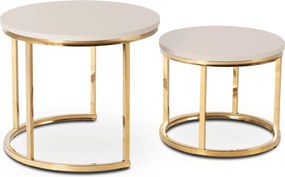 Zestaw Stolików Kawowych APULIA 43 cm/53 cm Kaszmir/Złoty Glamour