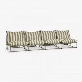 Modułowa Sofa Ogrodowa 4-częściowa Amaro Beż Tapioki - Głęboka Oliwkowa Zieleń - Sklum