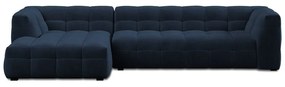 Niebieski aksamitny narożnik Windsor &amp; Co Sofas Vesta, lewostronny