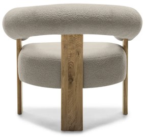 Beżowy designerski fotel KOKEI, dąb