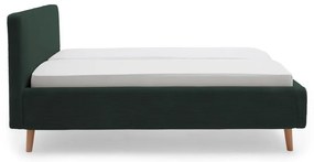 Ciemnozielone tapicerowane łóżko dwuosobowe ze schowkiem i stelażem 180x200 cm Mattis Cord – Meise Möbel