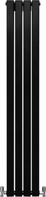 Grzejniki panelowe designerskie, matowo czarne, 1600 mm x 280 mm
