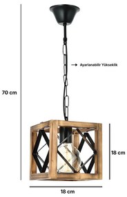Lampa wisząca z drewna jodłowego Zikzak Rustik