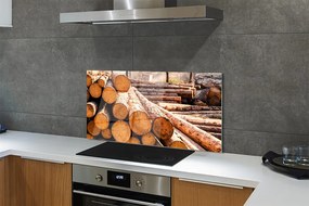 Szklany Panel Składowisko Drewnianych Bali