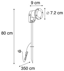 Zewnetrzna Kolec czarny 40 cm z kablem i wtyczką IP44 - Basic Nowoczesny Oswietlenie zewnetrzne