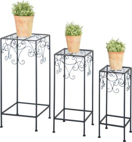 Zestaw 3 czarnych postumentów na doniczki z kwiatami Esschert Design