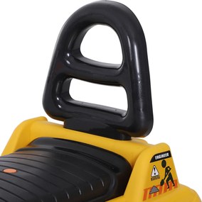 Koparka siedziskowa HOMCOM z wbudowanym schowkiem, dziecięca koparka do jazdy z klaksonem