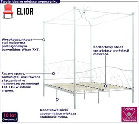 Białe podwójne łóżko z baldachimem 160x200 cm - Ifrexi
