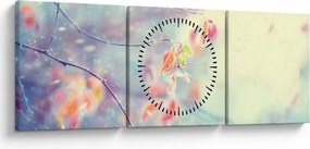 Obraz - Listki w lodzie (z zegarem) (90x30 cm)