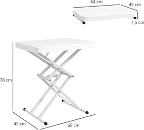 Outsunny Stolik ogrodowy, przenośny stół zewnętrzny z tworzywa sztucznego i metalu, stolik bistro, na taras, ogród, biały