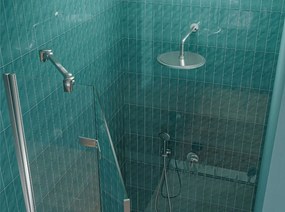Drzwi prysznicowe uchylne 110 cm, szkło transparentne profile chromowane LAPAZ