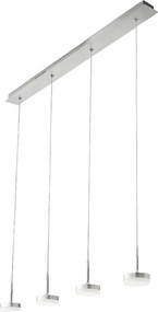 Lampa wisząca Fabas Luce Dunk z 4 źródłami światła - 32 W, ściemnialna dioda LED - szczotkowane aluminium, konstrukcja liniowa