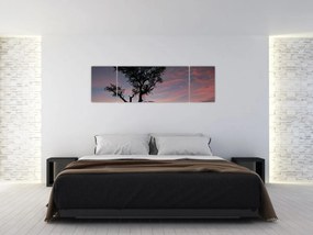 Obraz - Drzewo i czerwonawe odcienie (170x50 cm)