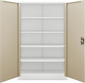 Szafa biurowa na akta szeroka Eco Design Jan II 115x40x185 cm, biały/dąb złoty