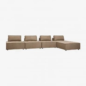 4-częściowa Modułowa Sofa I Pufa W Tkaninie Vermont Tkaniny Piaskowy Brąz - Sklum