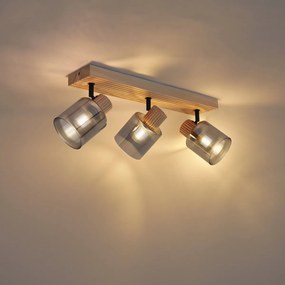 Nowoczesny reflektor drewniany z przydymionym szkłem, 3-punktowy, obrotowy i przechylny - Gracy