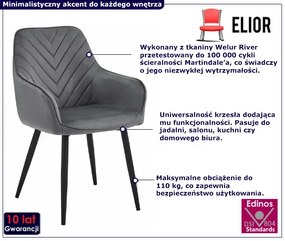 Welurowe szare krzesło wzór jodełka T3-B90