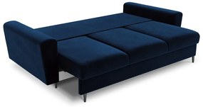 Niebieska aksamitna rozkładana/ze schowkiem sofa 235 cm Kyoto – Cosmopolitan Design