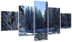 Obraz śnieżnego lasu (125x70 cm)