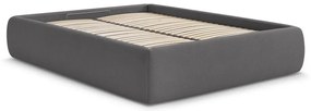 Ciemnoszare tapicerowane łóżko dwuosobowe ze schowkiem/bez zagłówka ze stelażem 160x200 cm Inera – Bobochic Paris