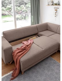 Brązowy rozkładany/ze schowkiem narożnik (prawostronny/w kształcie litery L) Classy Sophie – Miuform