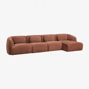 Sofa Modułowy Z Prawym Szezlongiem, 4-częściowy, Z Tkaniny Chenille Coquette Szenila Rdzawy Brąz - Sklum