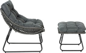 Outsunny zestaw dwóch foteli rattanowych ze taboretem, stal, kolor szary, 69 x 76 x 70 cm