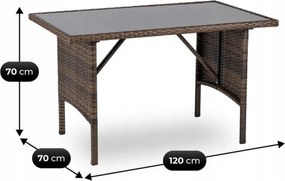 Zestaw mebli ogrodowych ze stołem obiadowym Atlanta, brązowy