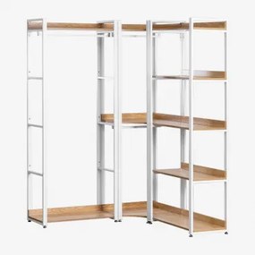 Modułowa Otwarta Szafka Narożna 3-częściowa Z Wieszakiem Ze Stali I Mdf Ariaster Miel - Sklum