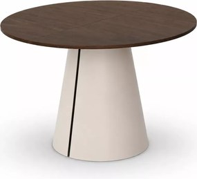 Rivio – elegancki okrągły stół do jadalni rozkładany, nowoczesny stół na metalowej podstawie z blatem laminowanym do salonu