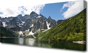 Duży obraz na płótnie Alpejskie Jezioro w Głębi Lasu