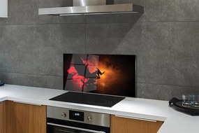 Szklany Panel Czarny Smok wśród Chmur