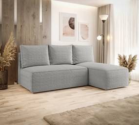 Jasnoszara sofa narożna z funkcją spania i pojemnikiem - Merello 5X