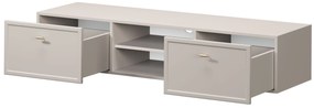 Szafka RTV wisząca Lorini 150 cm z szufladami - kaszmir / złote uchwyty T-bar
