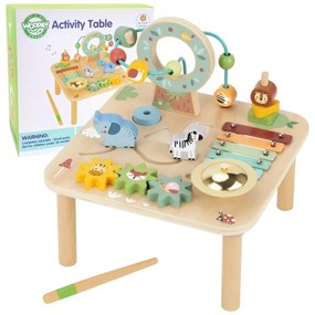 Woopie green drewniany stolik edukacyjny muzyczny labirynt sensoryczny 5w1
