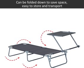 Outsunny leżak ogrodowy składany z daszkiem przeciwsłonecznym leżak plażowy szary 187x58x36 cm | Aosom PL