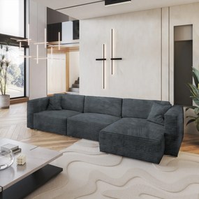 Masseno Narożnik TOLMO z funkcją spania i pojemnikiem na pościel Narozniki L, Rozkładana sofa - Szary, TILIA 85