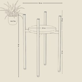 Wysoki stojak na kwiaty LUM, Ø 32 x 60 cm