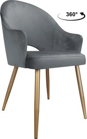 Krzesło Velvet tkanina Welur noga metalowa : Kolor nogi - Złota stożek, Kolor tkaniny - VELVET - BL14, Typ siedziska - Siedzisko obrotowe 360°