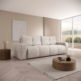 Masseno Sofa DUCA z funkcją spania i pojemnikiem na pościel, Rozkładana sofa - Beżowy, FLOW 03