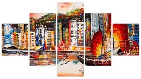 Obraz - Victoria Harbor, Hong Kong, obraz olejny (125x70 cm)