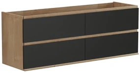 Szafka pod umywalkę podwieszana – jasny naturalny i czarny – 150 cm – SABURI