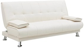 Kanapa z prostym mechanizmem rozkładania MAXIME z ekoskóry - Kolor: biały