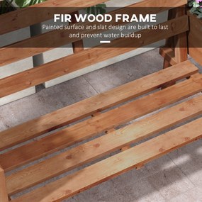 Outsunny Ławka Ogrodowa, Ławka, z Donicami na Kwiaty, Drewno, 184 cm x 59 cm x 95 cm, Brązowy