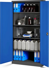 Szafa biurowa na akta wysoka Jan H 90x40x195 cm antracyt/niebieski