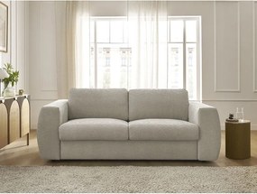 Beżowa rozkładana sofa do spania z tkaniny szenilowej 220 cm Hugo – Bobochic Paris