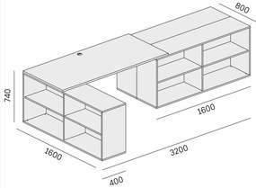 PLAN Biurko z przestrzenią do przechowywania BLOCK B02, biały/pomarańczowy