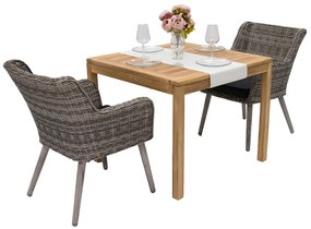Zestaw ogrodowy teak VICTORIA QUATRO 1+2 (szary)