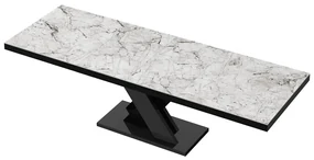 Stół rozkładany XENON LUX 160(256)x89 biały marmur venatino/czarny połysk HUBERTUS