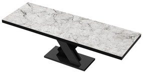 Stół rozkładany XENON LUX 160(256)x89 biały marmur venatino/czarny połysk HUBERTUS